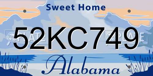 52KC749 Alabama License Plate