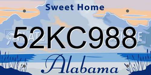 52KC988 Alabama License Plate