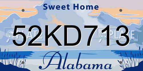 52KD713 Alabama License Plate