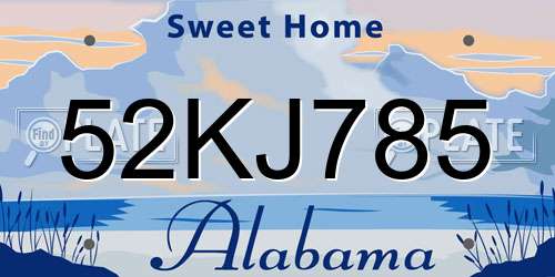 52KJ785 Alabama License Plate