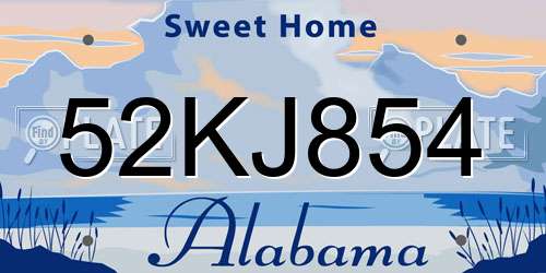 52KJ854 Alabama License Plate