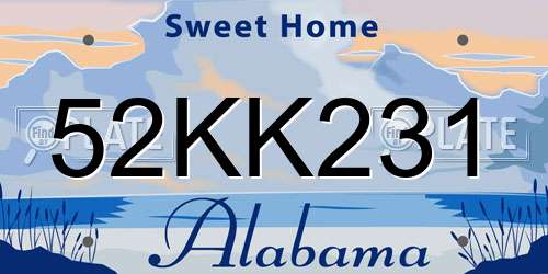 52KK231 Alabama License Plate