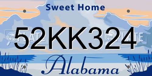 52KK324 Alabama License Plate