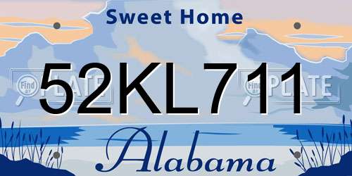 52KL711 Alabama License Plate