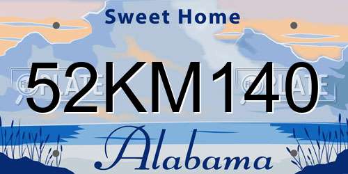 52KM140 Alabama License Plate