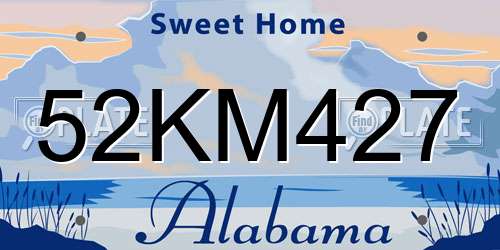 52KM427 Alabama License Plate