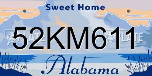 52KM611 Alabama License Plate