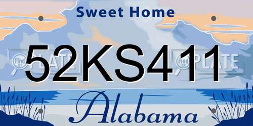 52KS411 Alabama License Plate