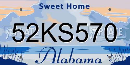 52KS570 Alabama License Plate