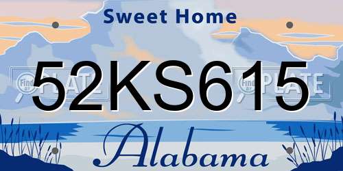52KS615 Alabama License Plate