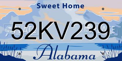 52KV239 Alabama License Plate
