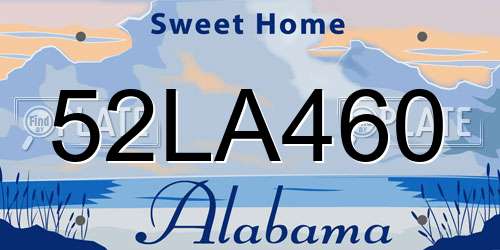 52LA460 Alabama License Plate