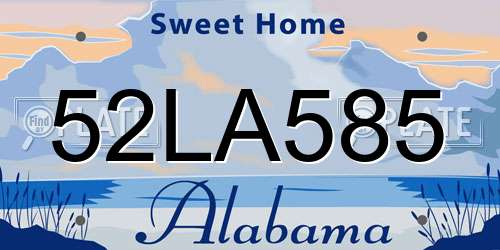 52LA585 Alabama License Plate