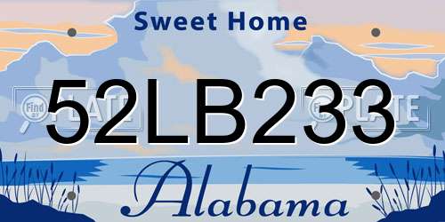 52LB233 Alabama License Plate
