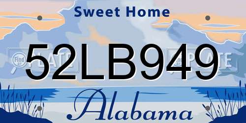52LB949 Alabama License Plate