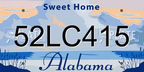 52LC415 Alabama License Plate
