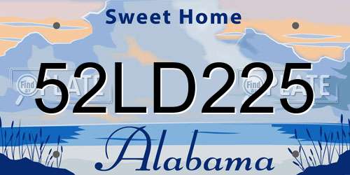 52LD225 Alabama License Plate