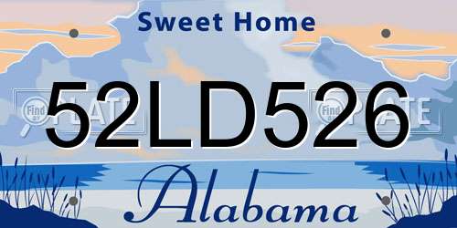52LD526 Alabama License Plate