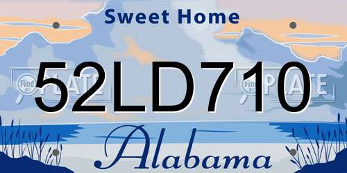 52LD710 Alabama License Plate