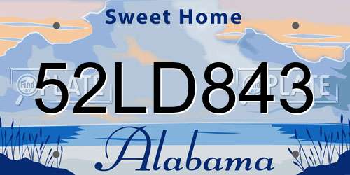 52LD843 Alabama License Plate