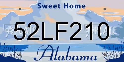 52LF210 Alabama License Plate