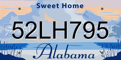 52LH795 Alabama License Plate