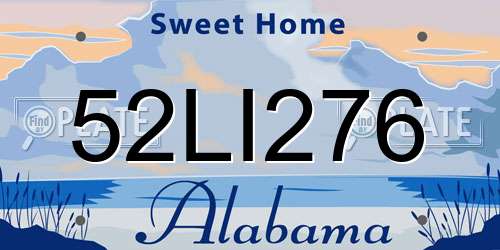52LI276 Alabama License Plate