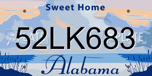 52LK683 Alabama License Plate