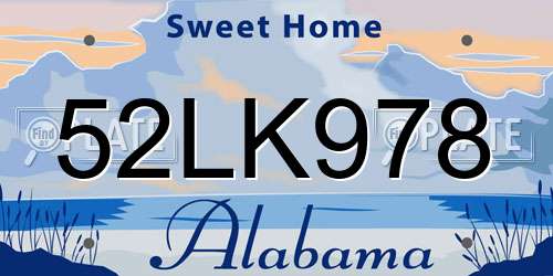 52LK978 Alabama License Plate