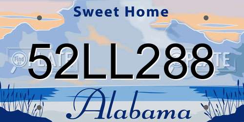 52LL288 Alabama License Plate