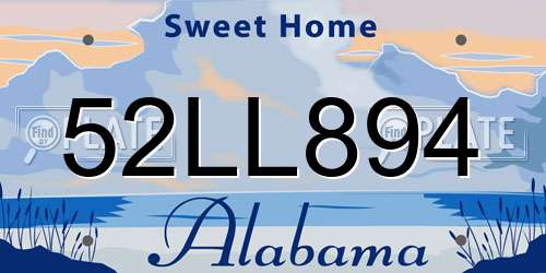 52LL894 Alabama License Plate