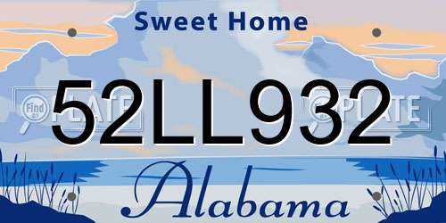 52LL932 Alabama License Plate