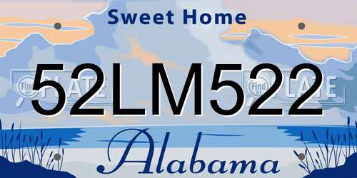 52LM522 Alabama License Plate