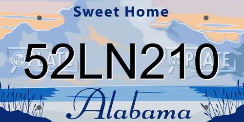 52LN210 Alabama License Plate