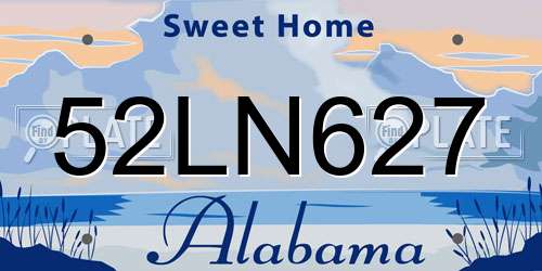 52LN627 Alabama License Plate