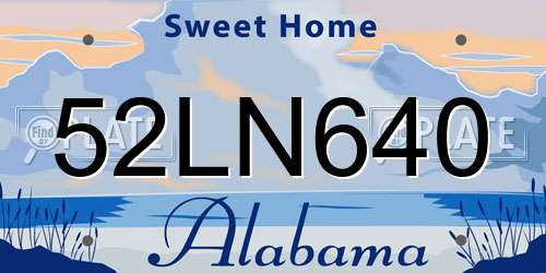 52LN640 Alabama License Plate