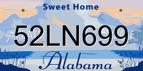 52LN699 Alabama License Plate