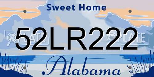 52LR222 Alabama License Plate