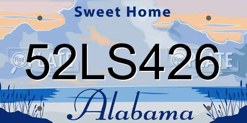52LS426 Alabama License Plate