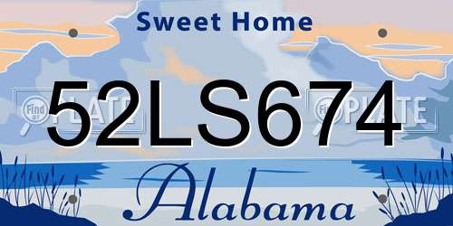 52LS674 Alabama License Plate