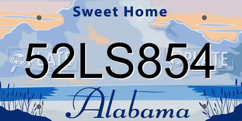 52LS854 Alabama License Plate