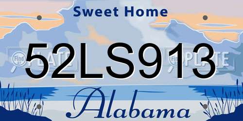 52LS913 Alabama License Plate