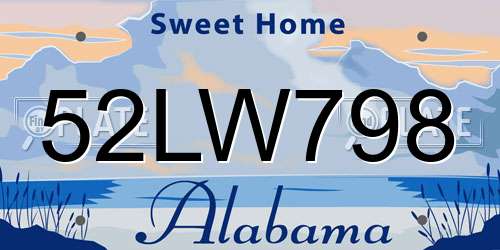 52LW798 Alabama License Plate