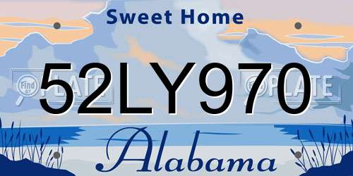 52LY970 Alabama License Plate