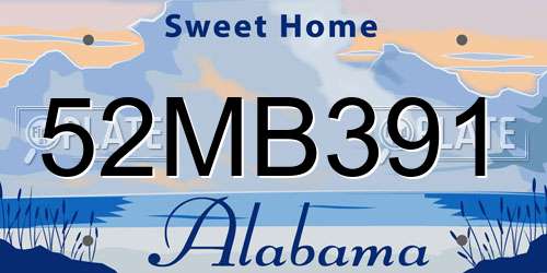 52MB391 Alabama License Plate