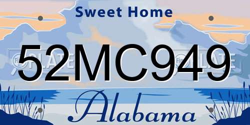 52MC949 Alabama License Plate