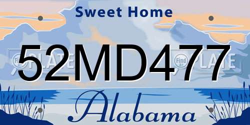 52MD477 Alabama License Plate