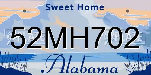 52MH702 Alabama License Plate