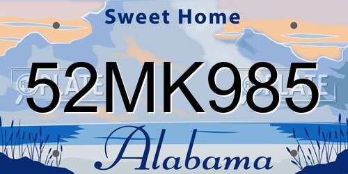 52MK985 Alabama License Plate