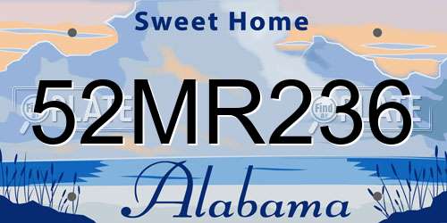 52MR236 Alabama License Plate